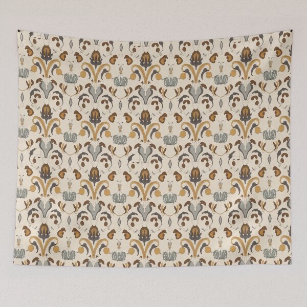 Item preview, Damask - Brown Orange Grey Abstract ; Floral Pattern Decorative arabesque designed and sold by PatternInArt.