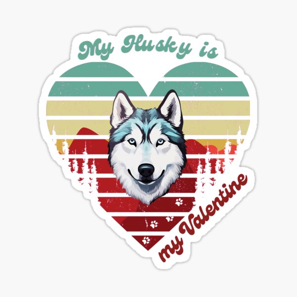 My Husky is my Valentine Dog with Heart Sticker