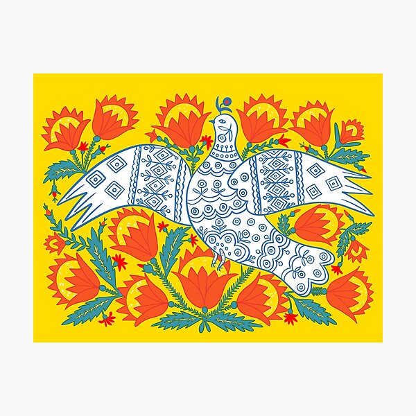 Item preview, Ukraine, Ukrainian Art, Pigeon and Dove, Canvas Print, Maria Primachenko Art, Folk Art, Naïve Art (Primitivism), Home Decor designed and sold by BeezyArt.