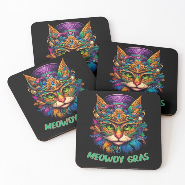 Aperçu de l'œuvre Meowdy Gras Drôle Meowdi Gras Mardi Gras créée et vendue par Chmielayka.