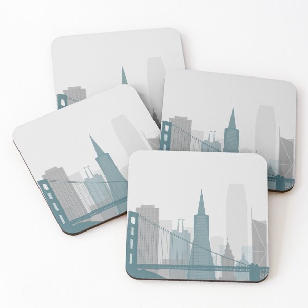 Item preview, Navy and Grey Minimalist San Francisco Skyline Print designed and sold by ALAlNA.