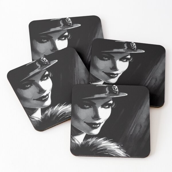 Item preview, Noir Vintage Fatale Woman enigmatic smile designed and sold by RESToRAPTOR.