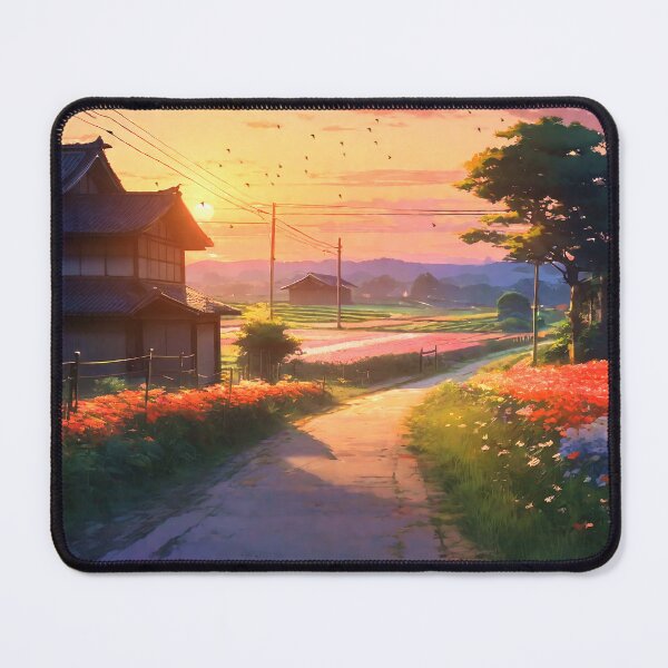 Item preview, panoramic sunset in a village in japan | anime nostalgia scenery designed and sold by SunsetStar.