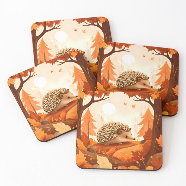 Item preview, Hedgehog in the forest. Warm colors palette. designed and sold by twisted-dot.