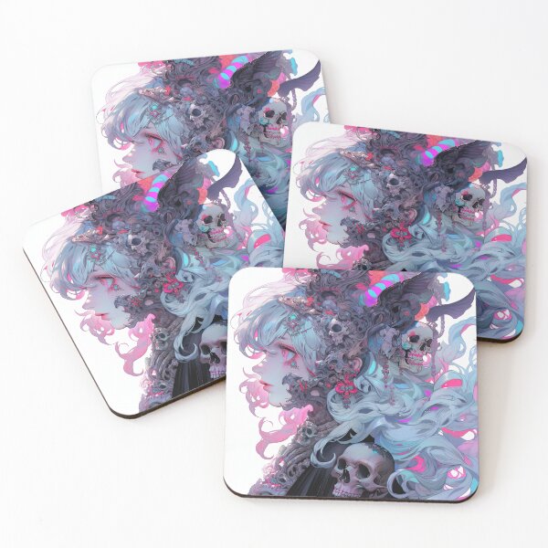 Item preview, Surreal Gothic Skull Fantasy Anime Girl designed and sold by bubblegoth.