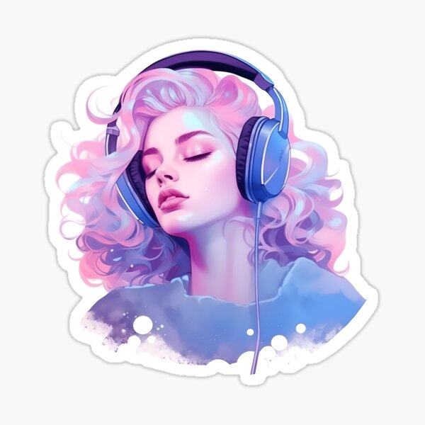 Pink Cute Music - Headphones  Sticker for Sale by KarolinaPaz