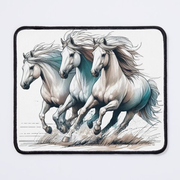 Item preview, "I would like to depict a scene of three white horses galloping at full speed, their mane fluttering in the wind.  Watercolor designed and sold by PaintMeWorld.