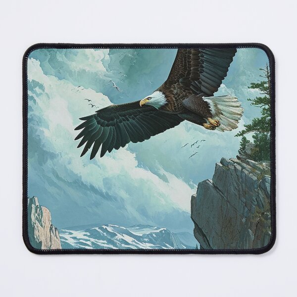 Item preview, American Bald eagle flying over New Hampshire The Old Man of the Mountain designed and sold by lureguru.