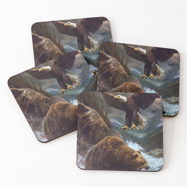 Item preview, American Bald eagle flying over a Montana Grizzly Bear" designed and sold by fishindecals.