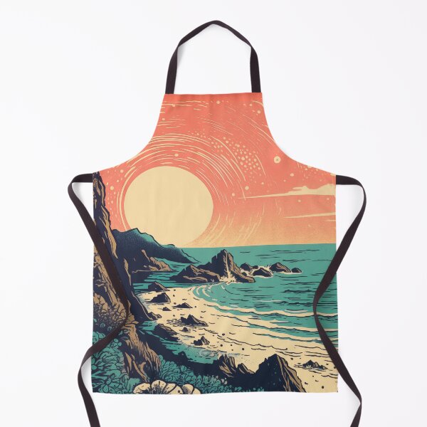 Item preview, PNW wild coastline riso print in orange and teal designed and sold by Tara Neal.
