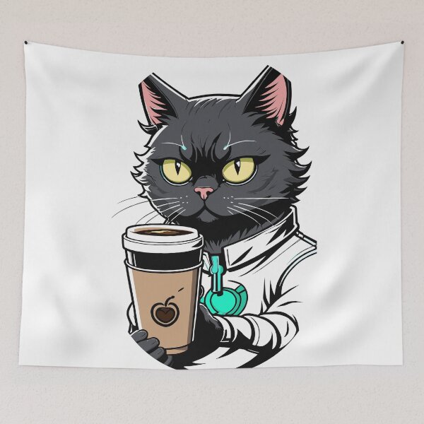 Item preview, Coffee Cat, Cat with Coffee Addiction,  designed and sold by cutenesss.
