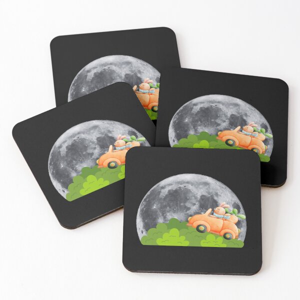 Item preview, rabbit riding a car on the moon designed and sold by Thespacerocket.