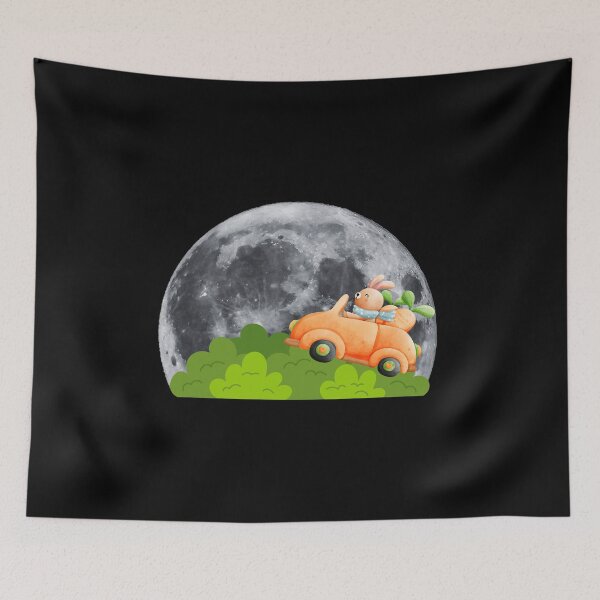 Item preview, rabbit riding a car on the moon designed and sold by Thespacerocket.