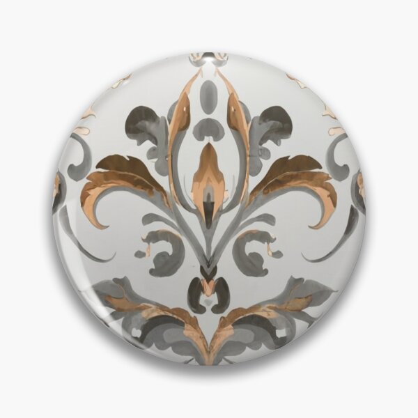 Item preview, Damask - Golden and Grey Abstract ; Floral Pattern Decorative arabesque designed and sold by PatternInArt.