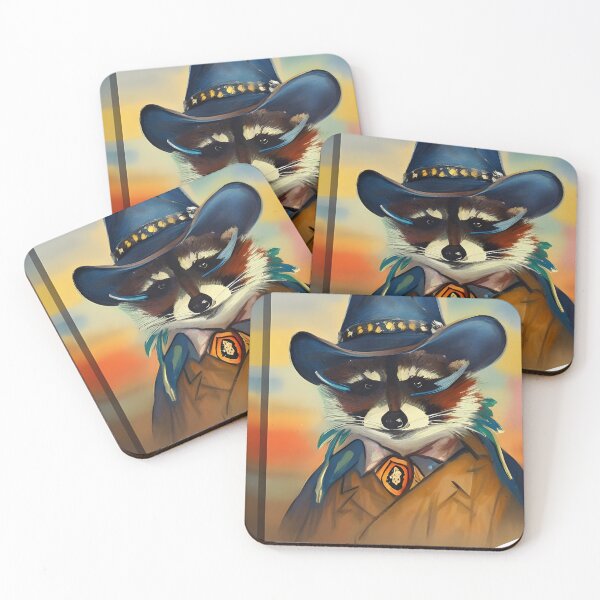 Item preview, Mr. Raccoon In A Cowboy Hat Portrait designed and sold by Paw's Arts.