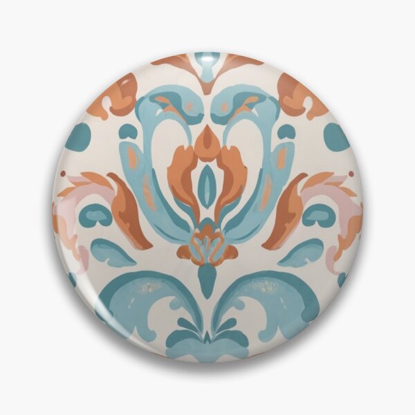Item preview, Damask - Orange and Blue Abstract Pattern ; Floral  Decorative arabesque designed and sold by PatternInArt.