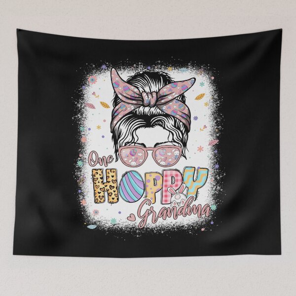 Item preview, One Hoppy Grandma Bunny Messy Bun Women Happy Easter Day designed and sold by MobyStickers.
