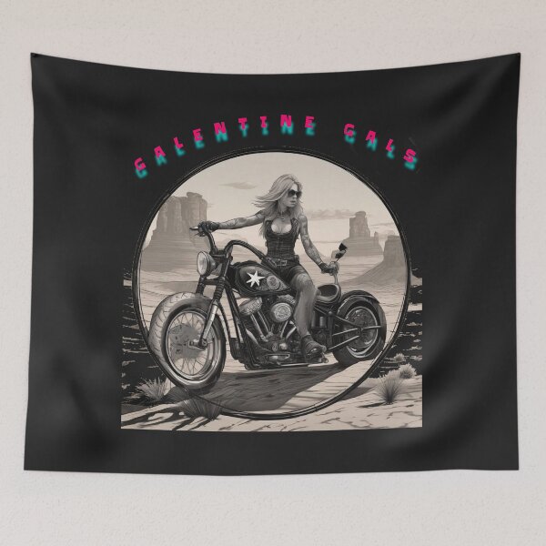 Item preview, Black and white Bohemian Galentine gal Sunset ride in the Mohave desert designed and sold by sailorsam1805.