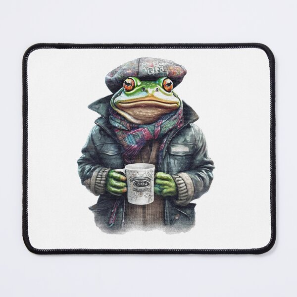 Item preview, Frog wearing a jackets holding a cup coffee designed and sold by jnsmerchstore.