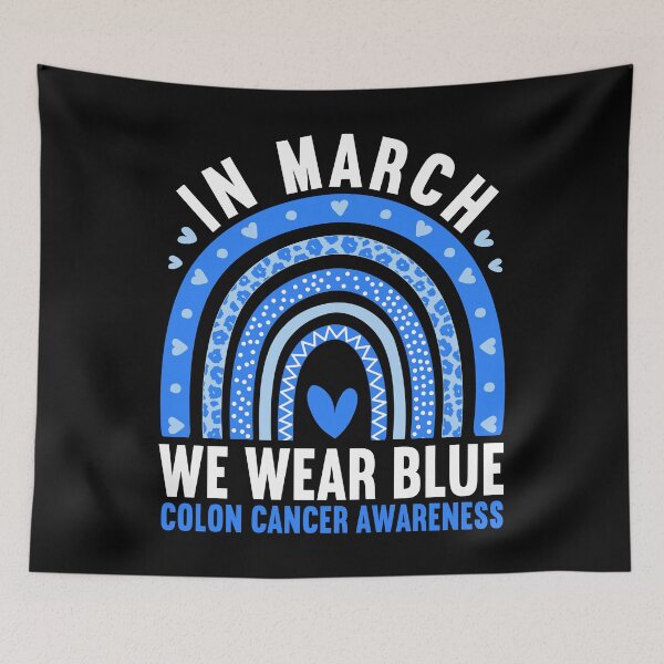 Item preview, In March We Wear Blue Colon Cancer Awareness Leopard Rainbow designed and sold by MobyStickers.