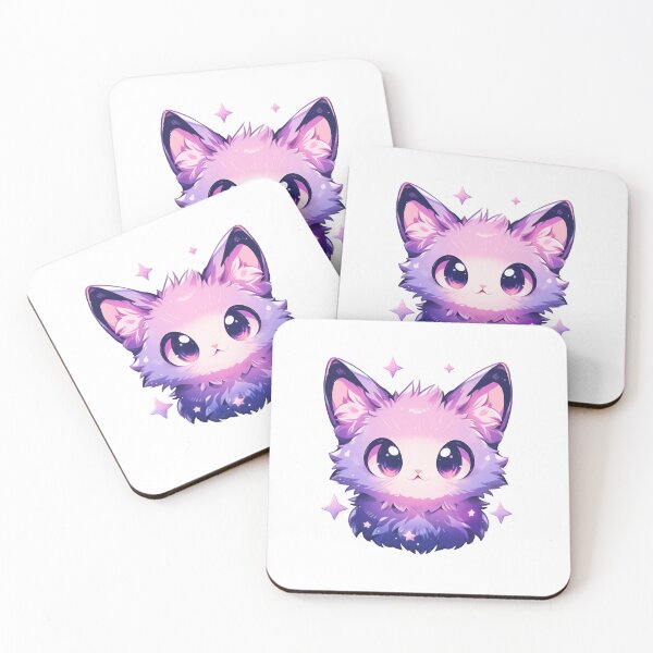 Item preview, Cute Kawaii Pink and Purple Pastel Star Cat designed and sold by CozyKawaiiArt.