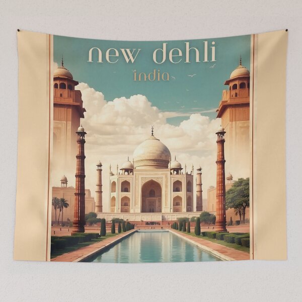 Artikelvorschau, Spirit of Delhi: Vintage-Reiseplakat für Neu-Delhi entworfen und verkauft von Ceemko's Vintage Corner.