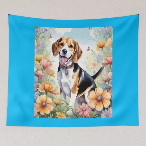 Item preview, Cute Dog Colorful Flowers Background Beagle Art  designed and sold by fantasticdesign.