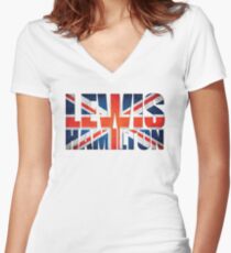 Lewis Hamilton - British Flag Women's Fitted V-Neck T-Shirt