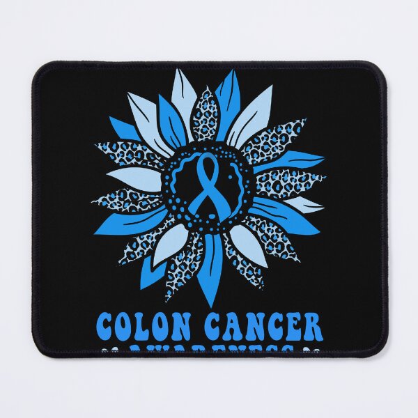 Item preview, Colon Cancer Awareness Blue Leopard Print Sunflower Ribbon designed and sold by MobyStickers.