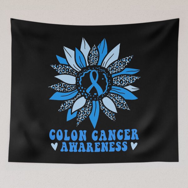 Item preview, Colon Cancer Awareness Blue Leopard Print Sunflower Ribbon designed and sold by MobyStickers.