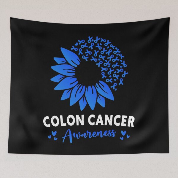 Item preview, Colon Cancer Awareness Blue Sunflower Ribbon Men Women Kids designed and sold by MobyStickers.