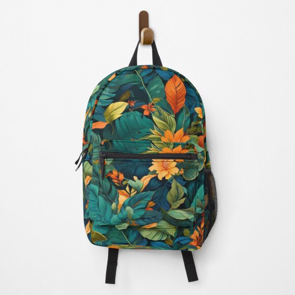 Item preview, Leaf - Green , Orange and Blue Leaves Forest Pattern ; Nature Pattern designed and sold by PatternInArt.