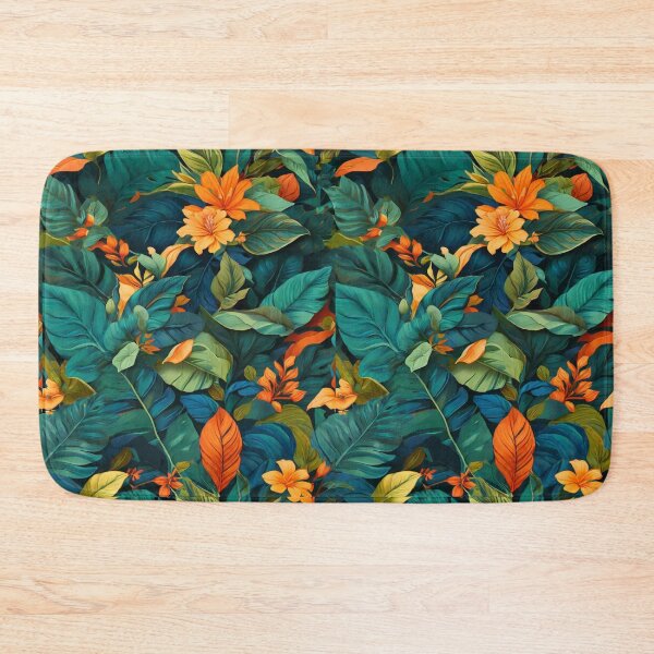 Item preview, Leaf - Green , Orange and Blue Leaves Forest Pattern ; Nature Pattern designed and sold by PatternInArt.