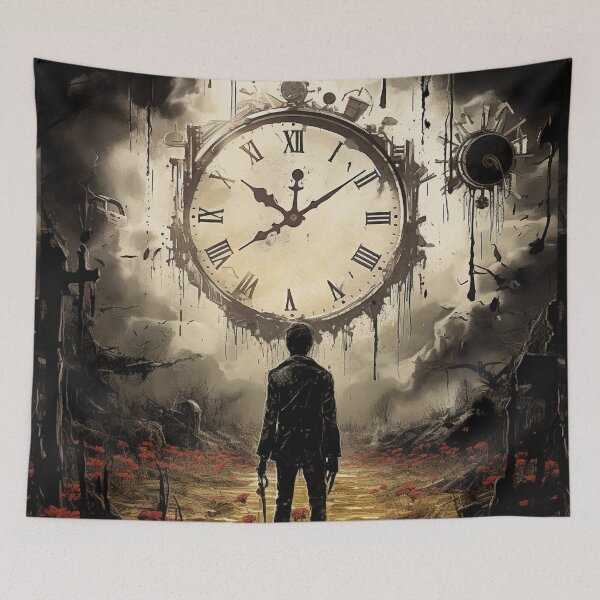Item preview, Glade of Red Flowers with Wrong Clock designed and sold by GrinGalore.