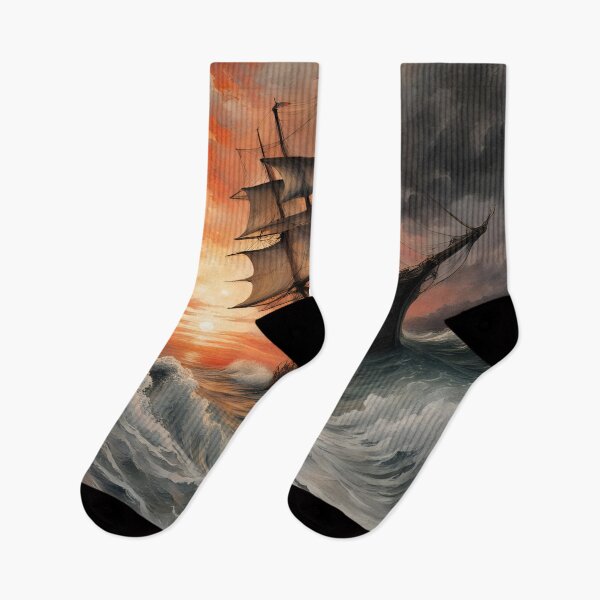 Item preview, Ship Sailing on High Waves at Sunset designed and sold by Bright-Moonrise.