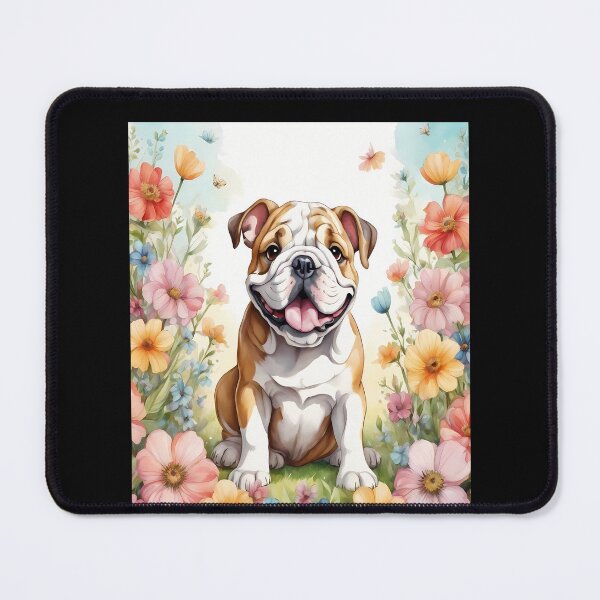 Item preview, Colorful Flowers Background Bulldog Cute Bulldog Art  designed and sold by fantasticdesign.