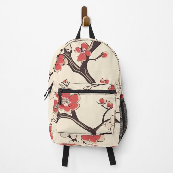 Item preview, Red Beige Oriental Cherry Blossoms on Beige and Chinese Wedding Double Happiness | Japanese Sakura designed and sold by GrinGalore.