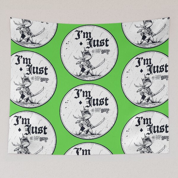 Item preview, I’m Just a lil Guy, frog warrior designed and sold by GoblinGoblin.