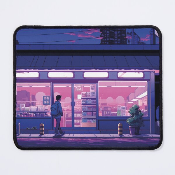 Item preview, Japanese supermarket at night, anime illustration designed and sold by Mauswohn.