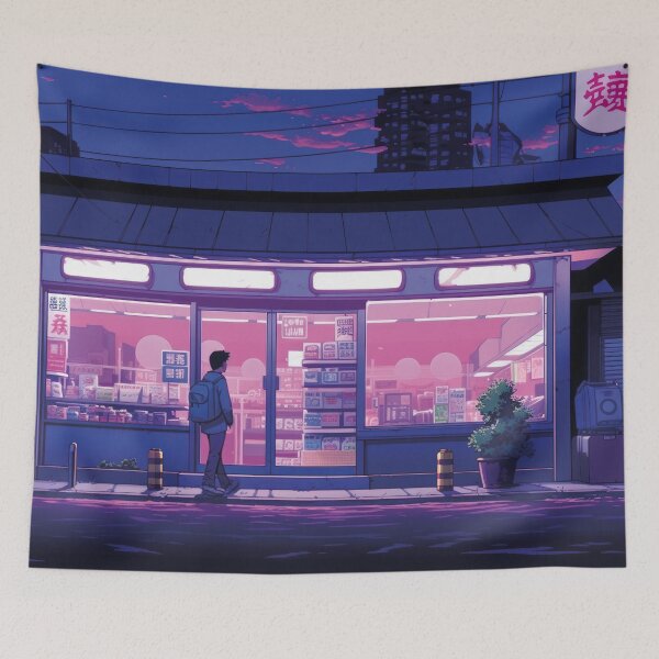 Item preview, Japanese supermarket at night, anime illustration designed and sold by Mauswohn.