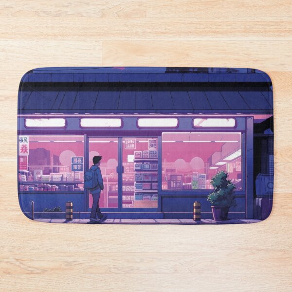 Item preview, Japanese supermarket at night, anime illustration designed and sold by Mauswohn.