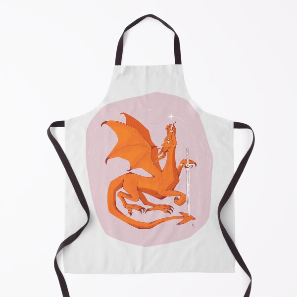 Item preview, Red dragon with a sword illustration, whimsical artwork designed and sold by Alika's  Garden.
