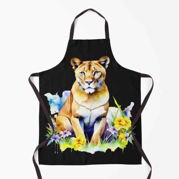 Item preview, Mountain Lion and Flowers Portrait in Watercolor designed and sold by HippieFarms11.