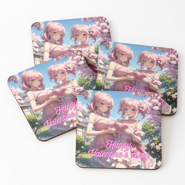 Item preview, Sweet Anime Girl Couple wishing "Happy Valentine's Day" - 1 designed and sold by StellaArtz.
