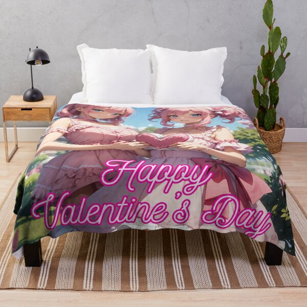 Item preview, Sweet Anime Girl Couple wishing "Happy Valentine's Day" - 1 designed and sold by StellaArtz.