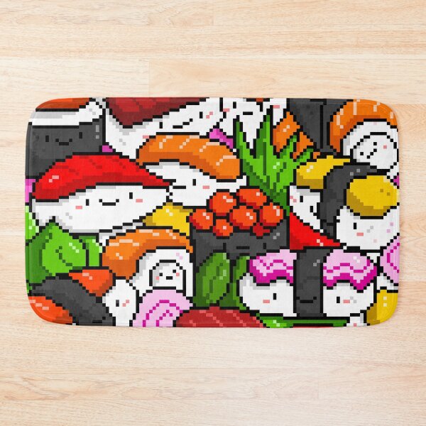 Item preview, Kawaii Cute Japanese Sushi Characters Pattern Pixel Art Illustration designed and sold by LVTFCOarts.