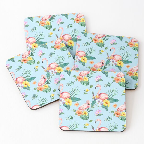 Item preview, Hand drawn flamingo bird with tropical flowers pattern designed and sold by Suzana Djordjevic.