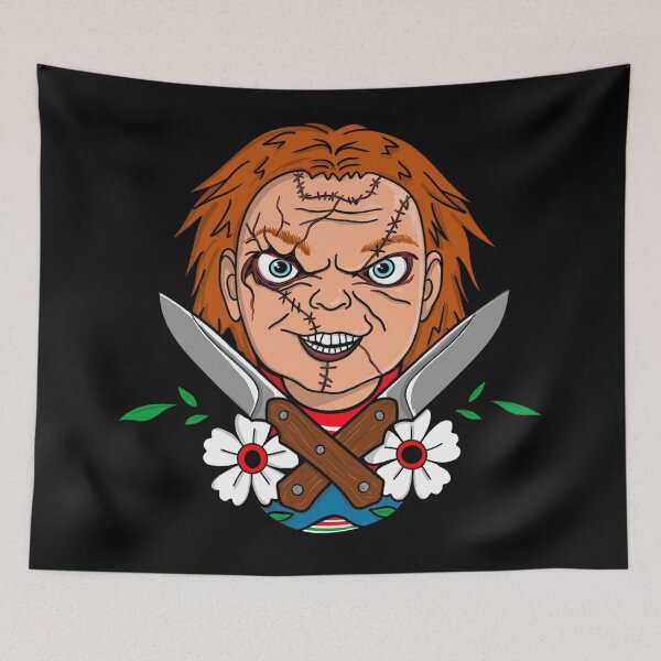 Item preview, Chucky Childs Play knives and flowers tattoo style designed and sold by MistyFigs.