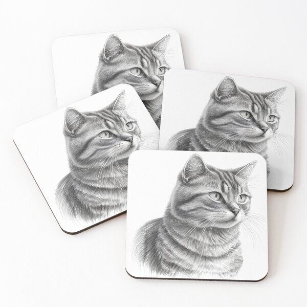 Item preview, Black and white cat pencil drawing designed and sold by Pencil-Art.
