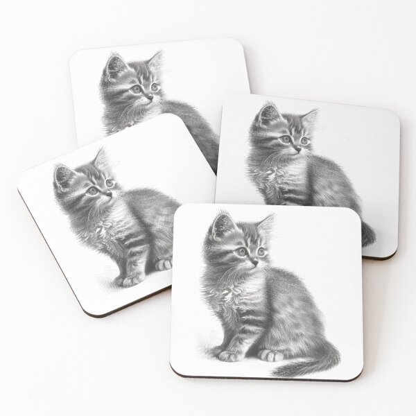 Item preview, Black and white cat pencil drawing designed and sold by Pencil-Art.